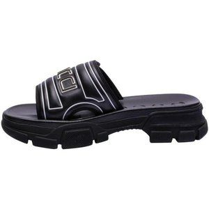 Gucci Black Logo Leather Slide Mens G